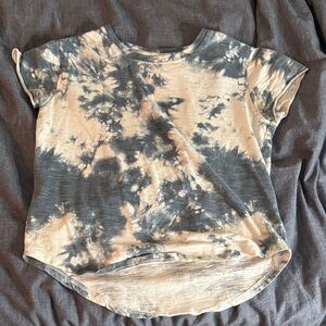 Zella Tie-Dye Short Sleeve cropped Tee - Black and Cream